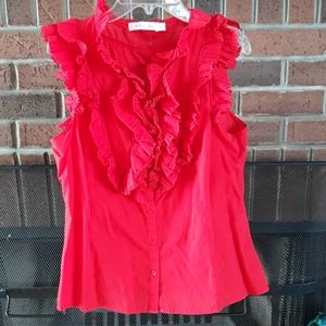 Womens MinkPink Sleeveless Ruffle Blouse Size L